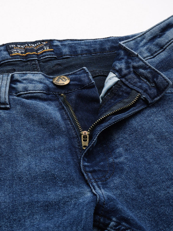 The Indian Garage Co Men Navy Blue Slim Straight Fit Light Fade Stretchable Jeans