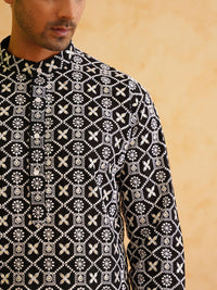 SOJANYA Ethnic Motifs Embroidered Regular Thread Work Pure Cotton Kurta with Churidar