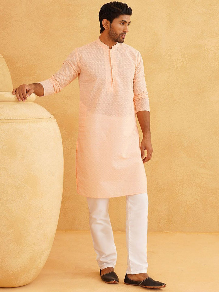 SOJANYA Geometric Embroidered Regular Pure Cotton Straight Kurta With Churidar