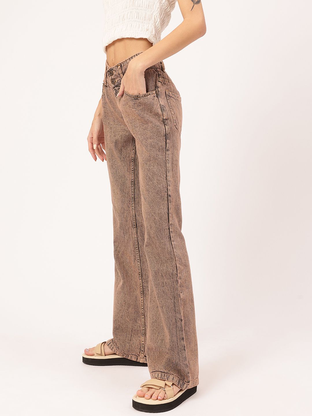 DressBerry Women Charming & Edgy Mid-Rise Bootcut Coloured Pure Cotton Jeans