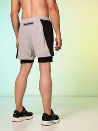 HRX by Hrithik Roshan Men Colourblocked Running Sports Shorts with Attached Tights