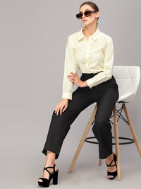 Style Quotient Women Yellow Solid Classic Cotton Formal Shirt