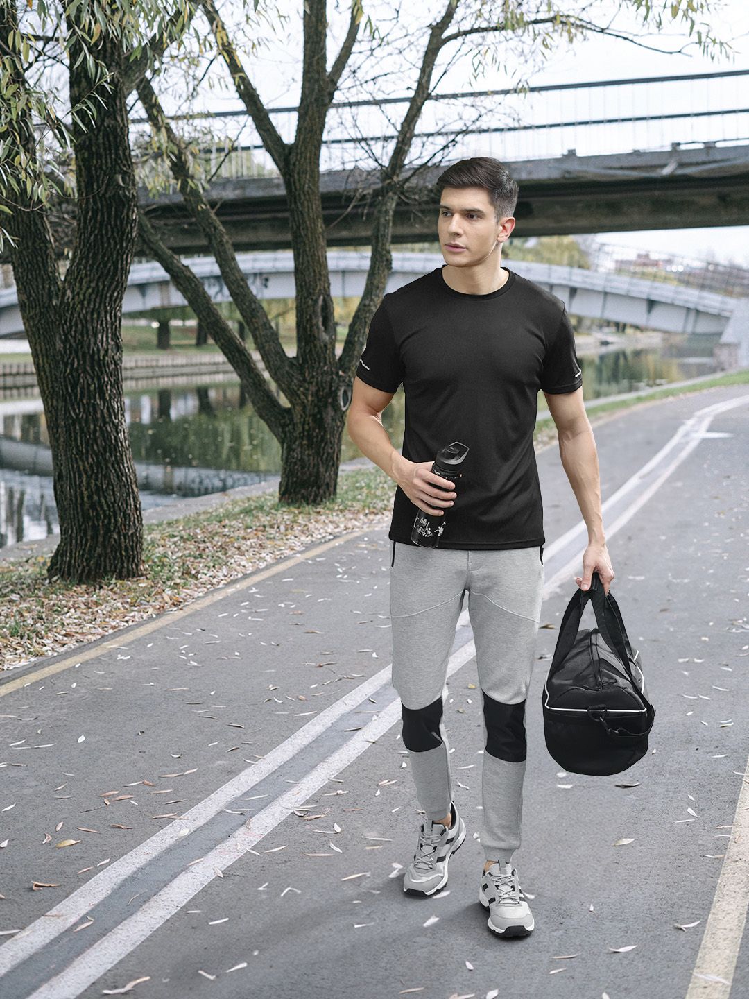 Being Human Men Mid-Rise Joggers With Patchwork Detail On Knees