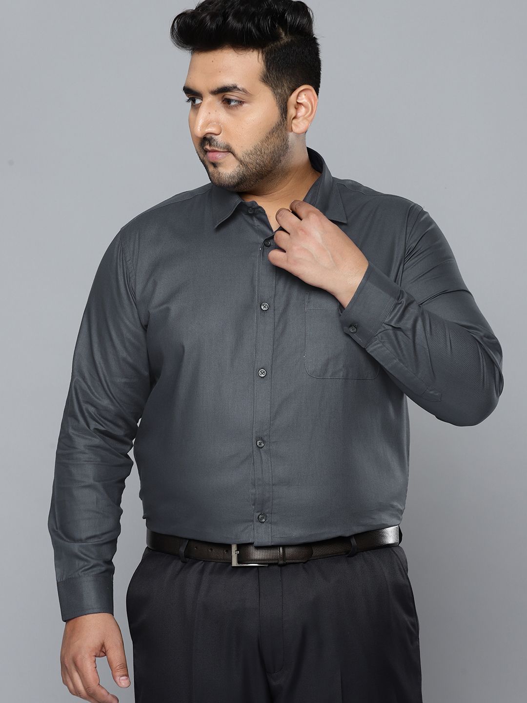 DENNISON Men Grey Smart Slim Fit Opaque Formal Shirt