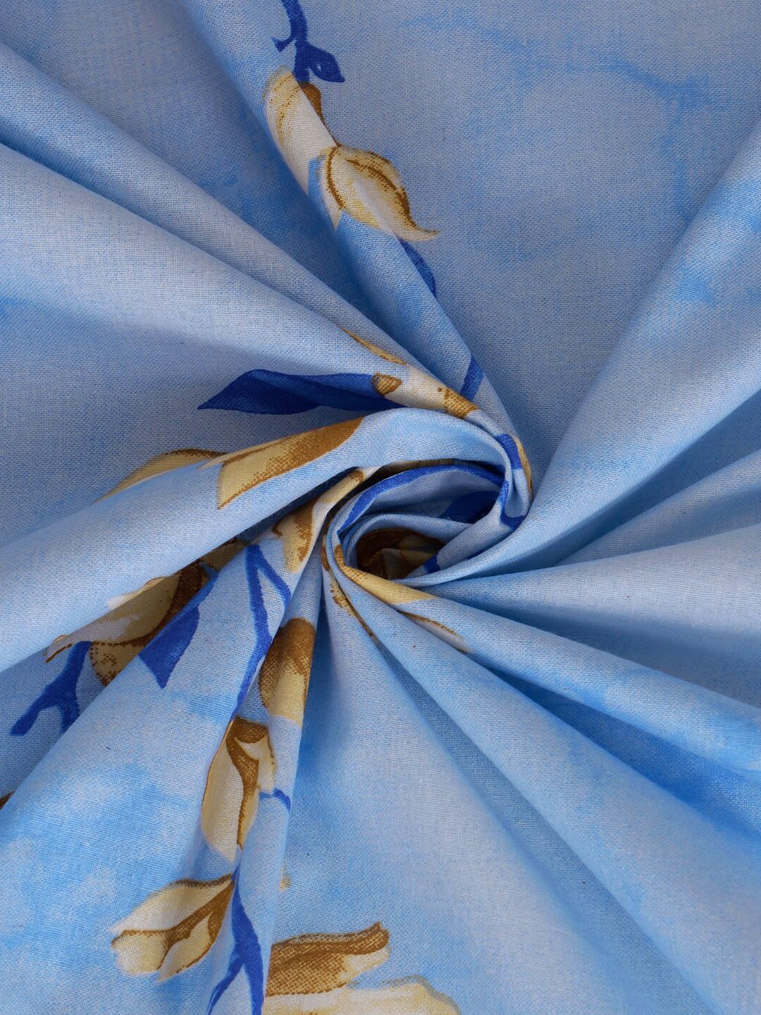 KLOTTHE Blue Floral Printed Dilengkapi 400 TC Kapas Tulen Cadar King & 2 Sarung Bantal