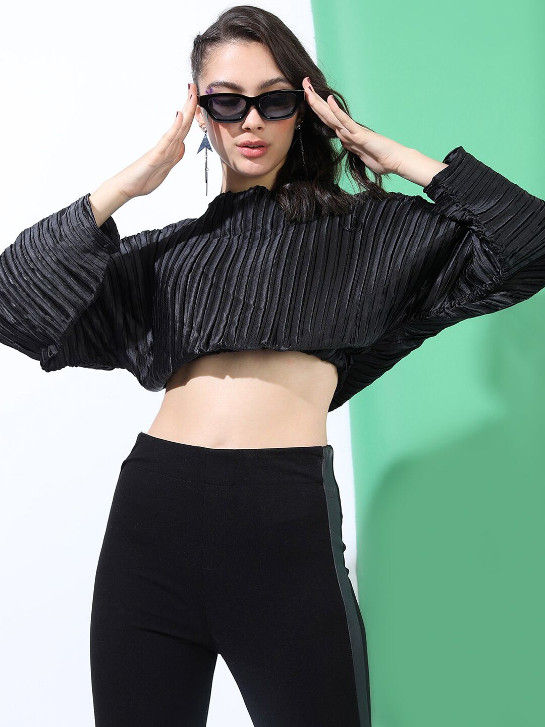 Tokyo Talkies Black Striped Crop Top