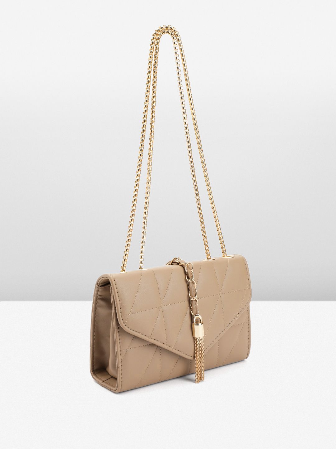 DressBerry Structured Quilted Sling Bag with Lock Detail