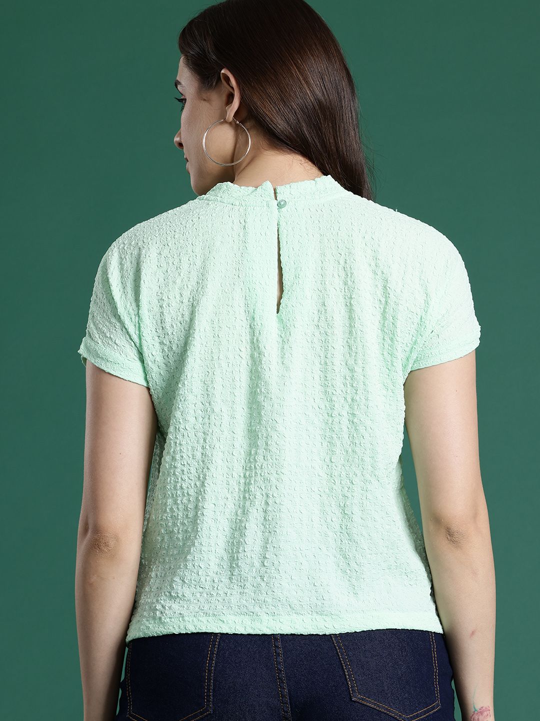DressBerry Seersucker Extended Sleeves Top