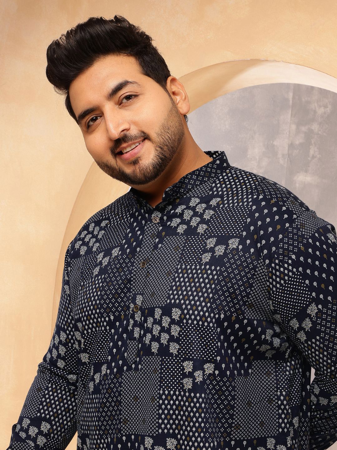 SOJANYA PLUS Men Bandhani Printed Bandhani Daily Cotton Straight Kurta