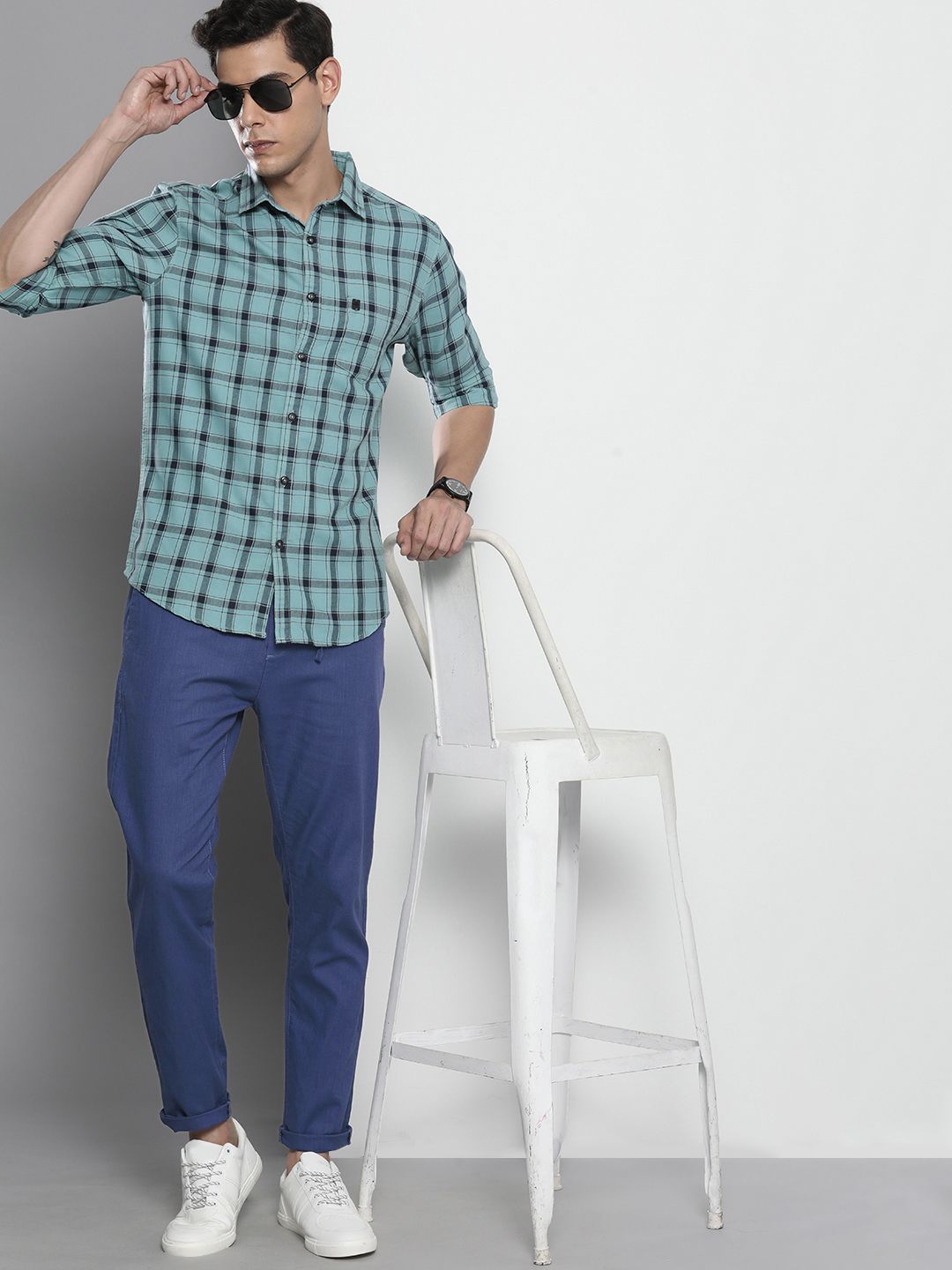 The Indian Garage Co Men Blue Slim Fit Trousers