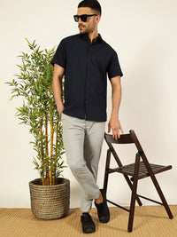 Thomas Scott Men Premium Spread Collar Textured Casual Shirt