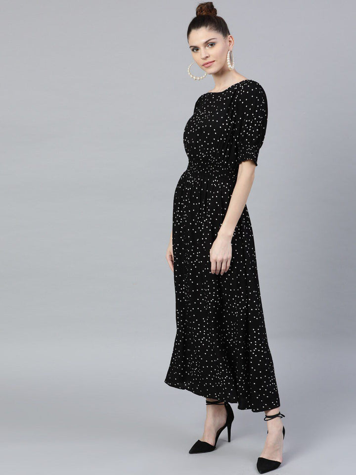 STREET 9 Black Geometric Printed Maxi Dress