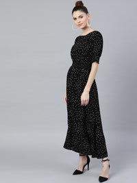 STREET 9 Black Geometric Printed Maxi Dress