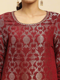 W Festive Floral Print Rayon Kurta With Straight Pant