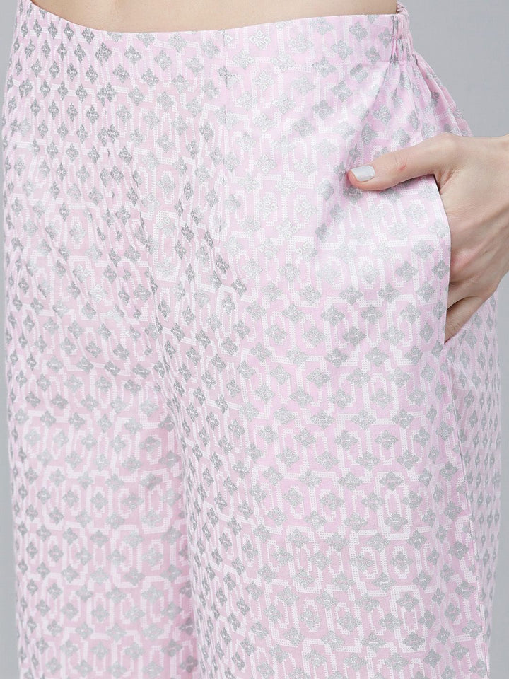 Libas Women Pink Printed Kurta with Palazzos & Dupatta
