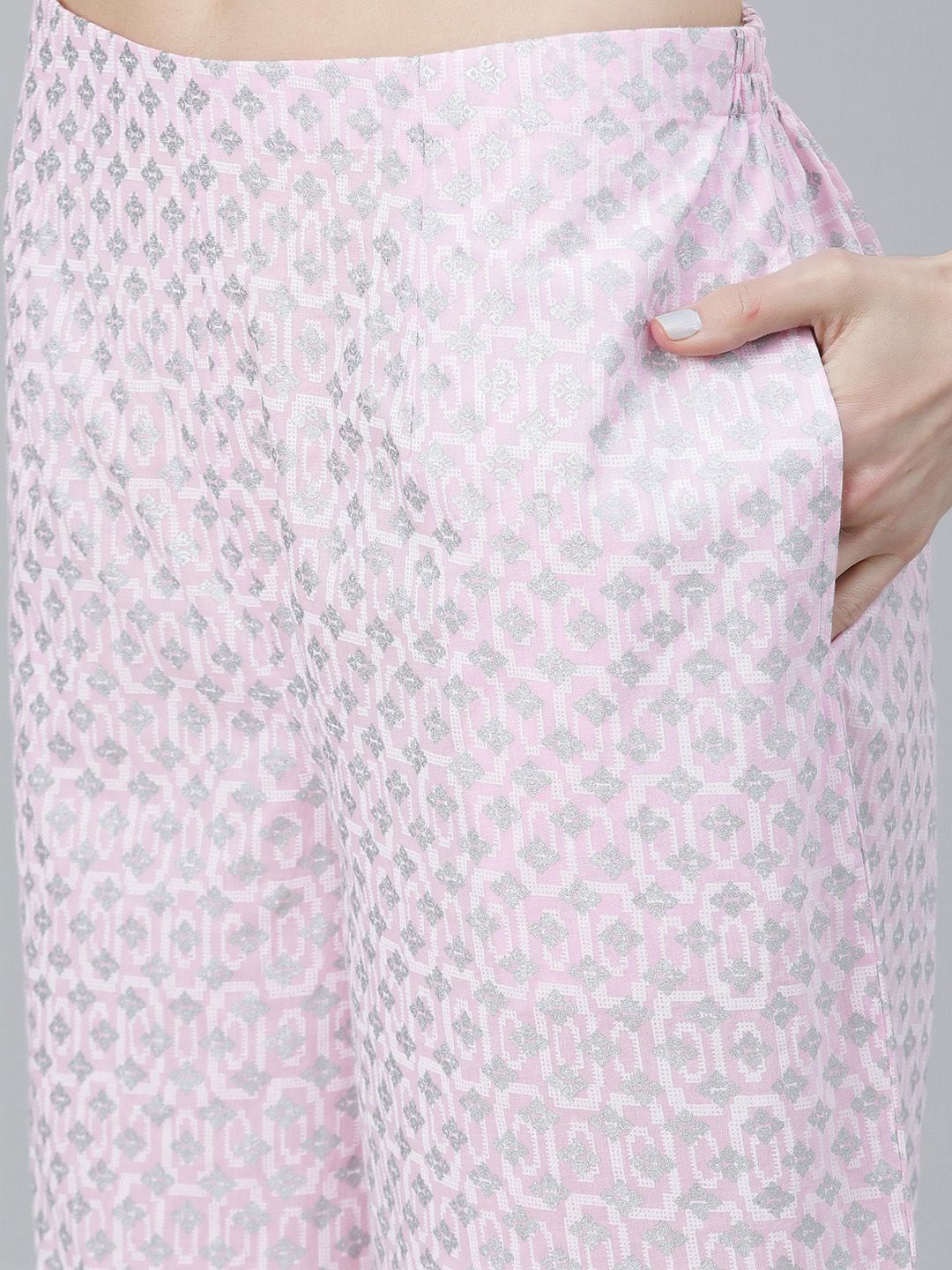 Libas Women Pink Printed Kurta with Palazzos & Dupatta