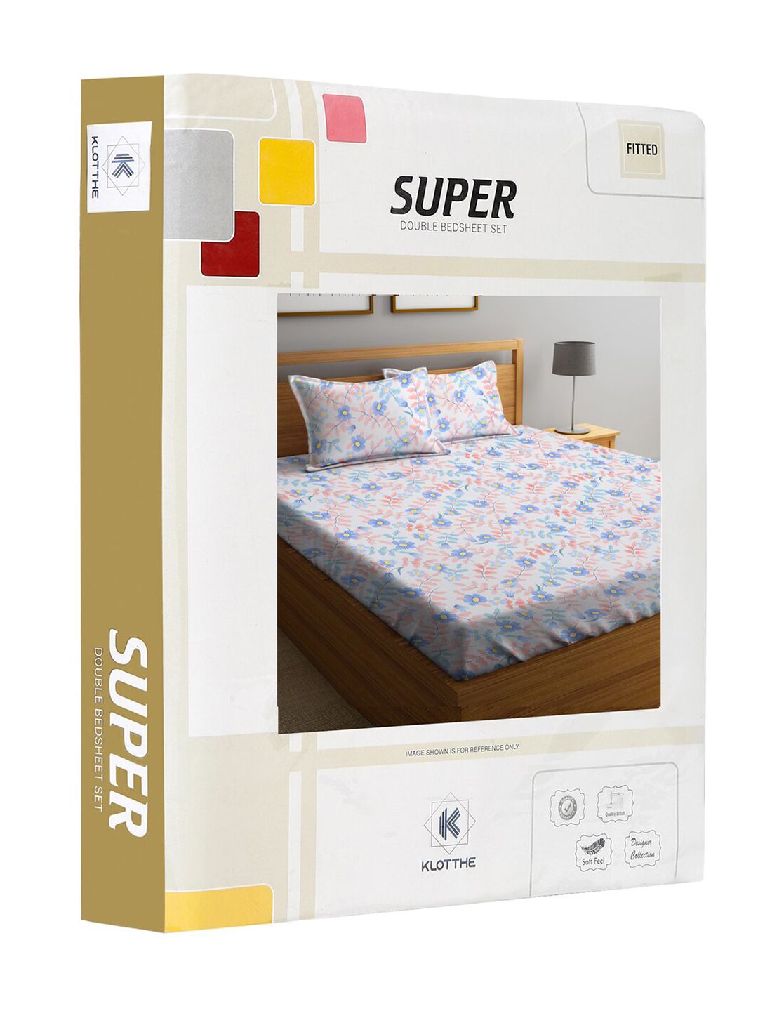 KLOTTHE Multicoloured Floral 300 TC King Size Fitted Bedsheet with 2 Pillow Covers