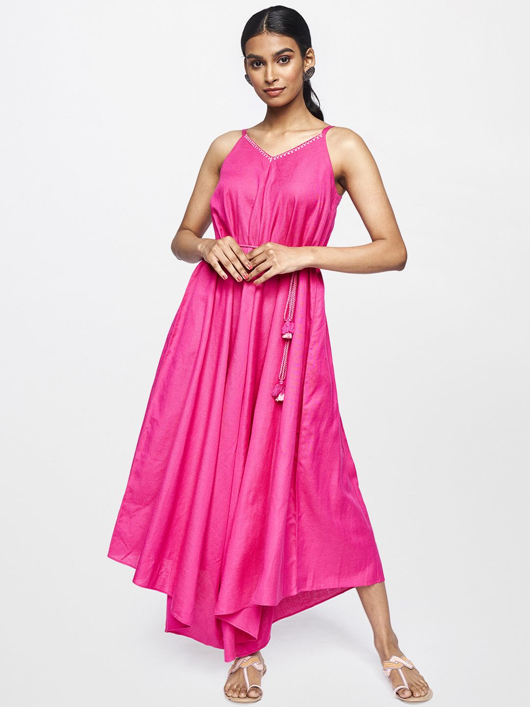 Global Desi Women Pink Solid Basic Jumpsuit