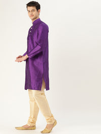 SOJANYA Lelaki Ungu Solid Kurta Lurus