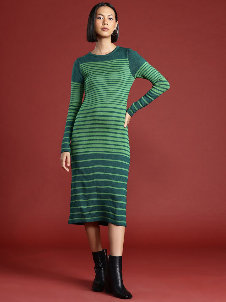all about you Striped Acrylic Jumper Midi Dress