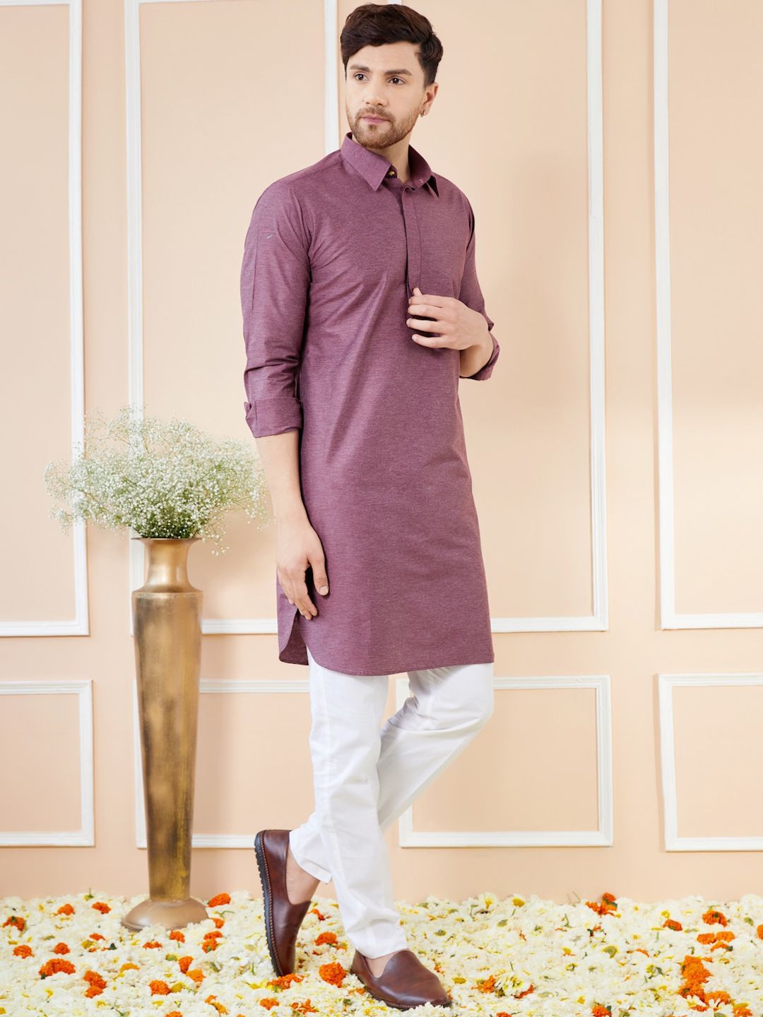 See Designs Shirt Collar Cotton Pathani Kurta
