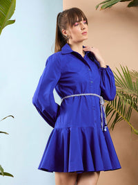 Sassafras Puff Lengan Pakaian Kapas Belted