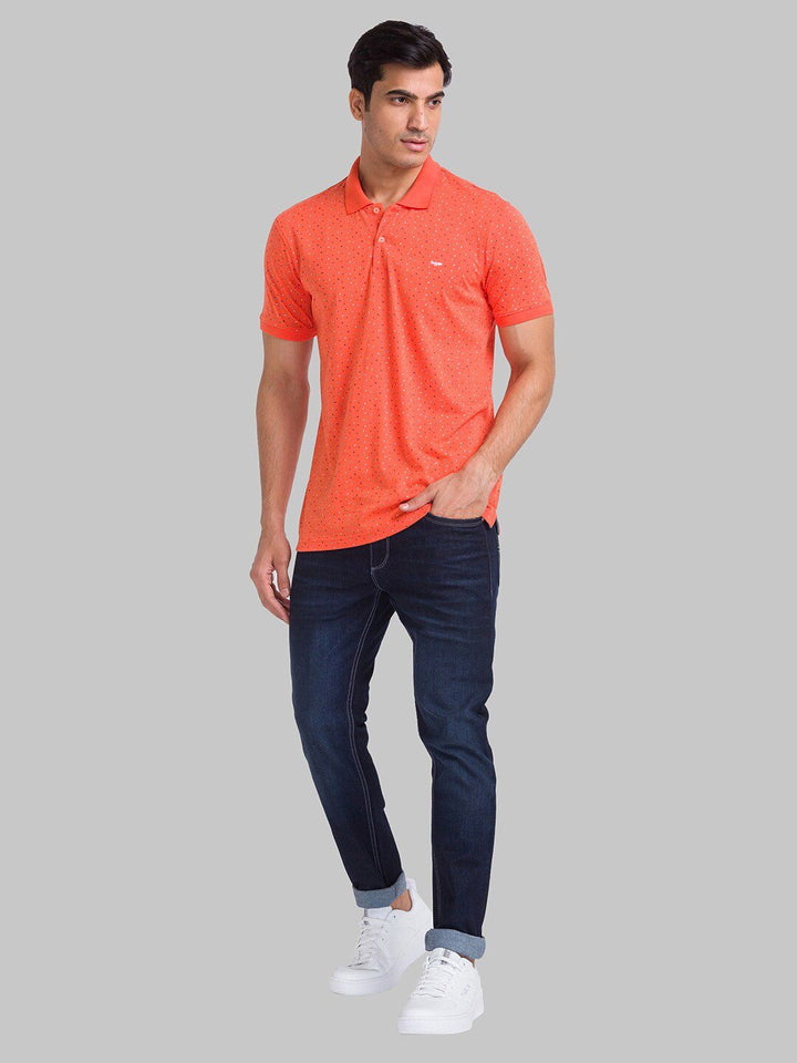 Park Avenue Micro Ditsy Printed Polo Collar Slim Fit T-shirt