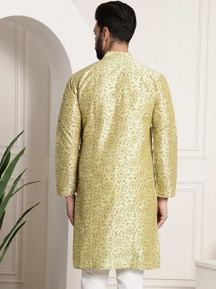 SOJANYA Men Green & Brown Ethnic Motifs Printed Kurta