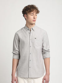THE BEAR HOUSE Slim Fit Button Down Collar Chest Pocket Pure Cotton Casual Shirt