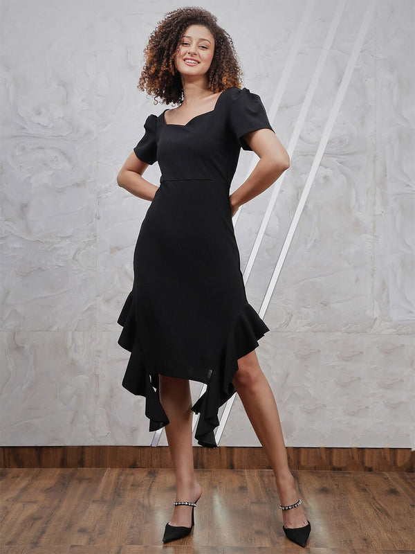 Athena Ruffled Sweetheart Neck Fit & Flare Dress