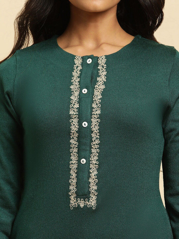 W Floral Embroidered Regular Kurta With Trousers