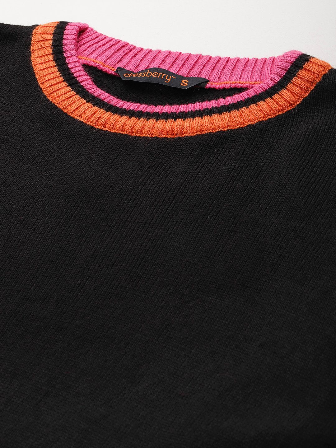 DressBerry Acrylic Contrast Neck Pullover