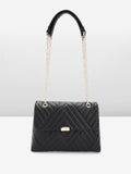 Lino Perros Women Striped Structured Satchel Bag with Quilted Detail
