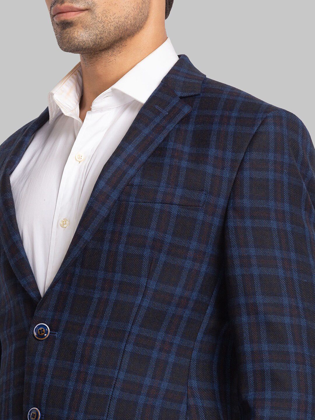 Park Avenue Men Checked Single Breasted Blazer