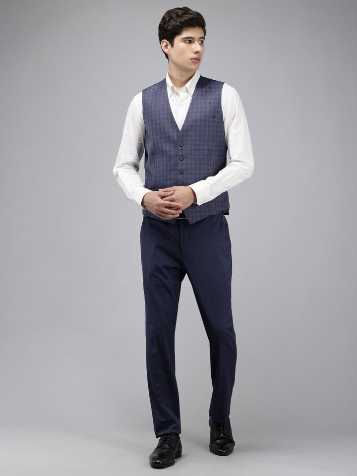 Park Avenue Super Slim Fit Checked 3 Piece Formal Suit