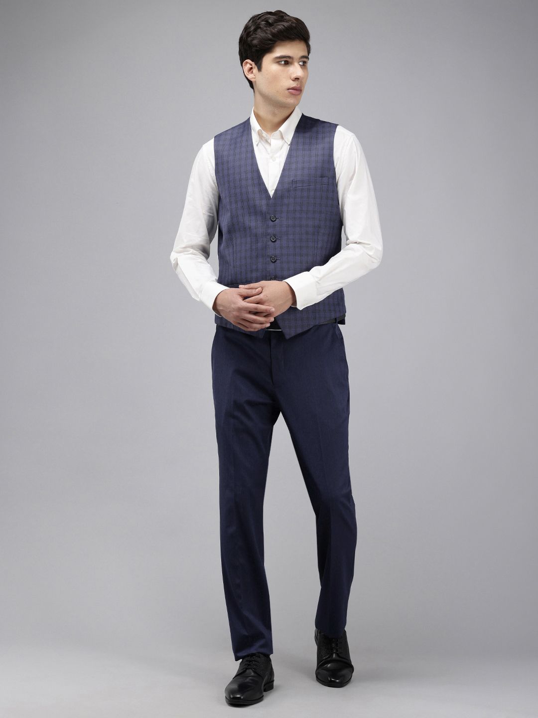 Park Avenue Super Slim Fit Checked 3 Piece Formal Suit