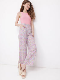 DressBerry Women Ditsy Delight Wide Leg Trousers
