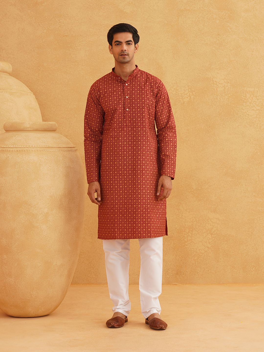 SOJANYA Kurta Cetak Bunga Lelaki Dengan Piyama & Jaket Nehru