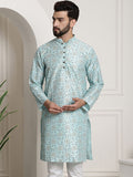 SOJANYA Men Blue & Brown Ethnic Motifs Printed Kurta