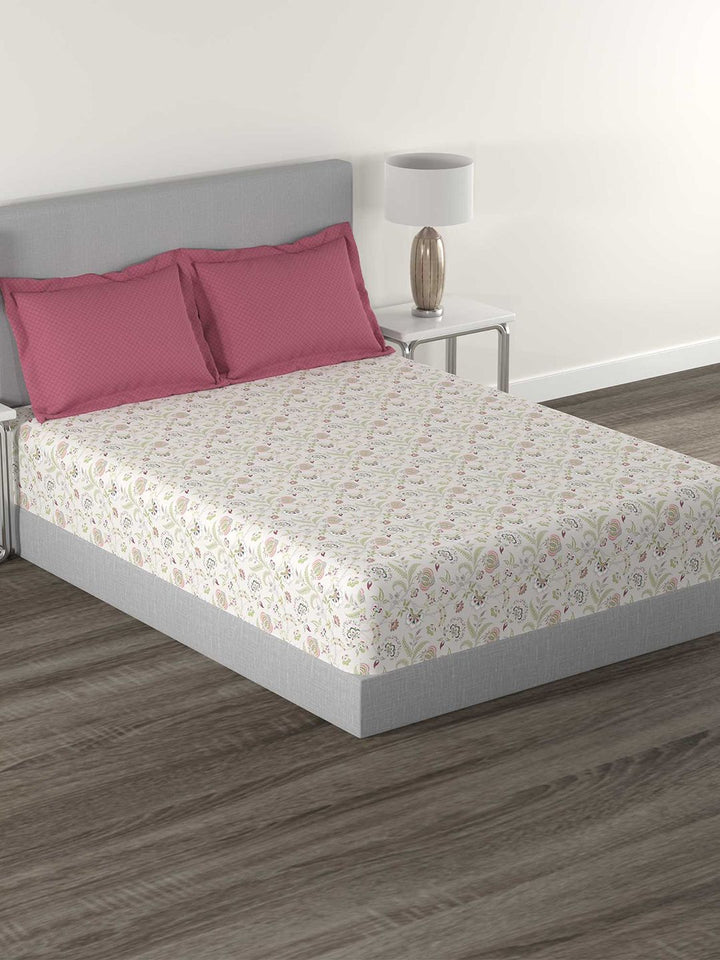 TRIDENT Doris Meadow Doris Flat 144TC Queen Cotton Bedsheet Set