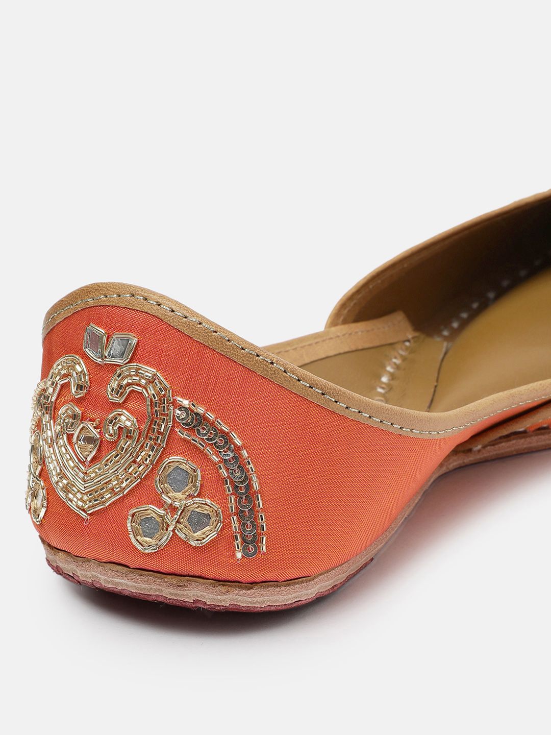 House of Pataudi Women Woven Design Ethnic Embellished Mojaris