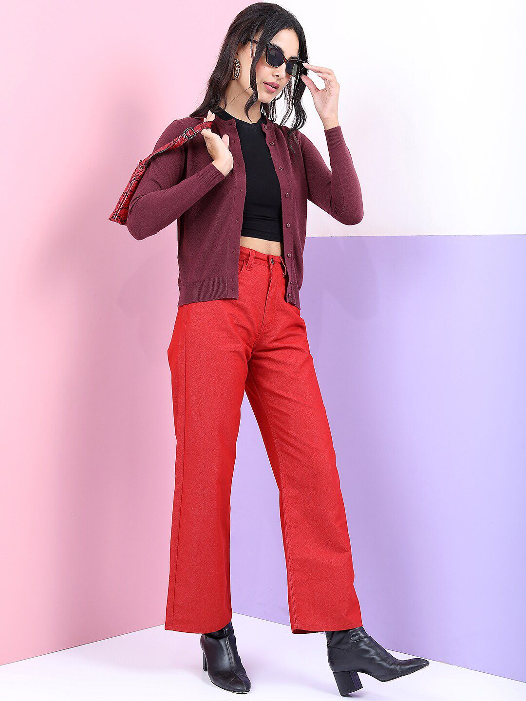 Tokyo Talkies Women Maroon Cardigan