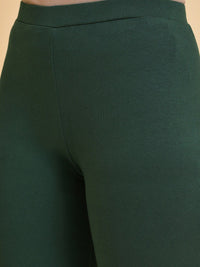 W Mustard Yellow & Green Embroidered Panelled A-Line Kurta Leggings & Dupatta