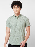 SPYKAR Spread Collar Short Sleeves Printed Casual Cotton Shirt
