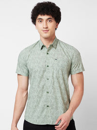 SPYKAR Spread Collar Short Sleeves Printed Casual Cotton Shirt