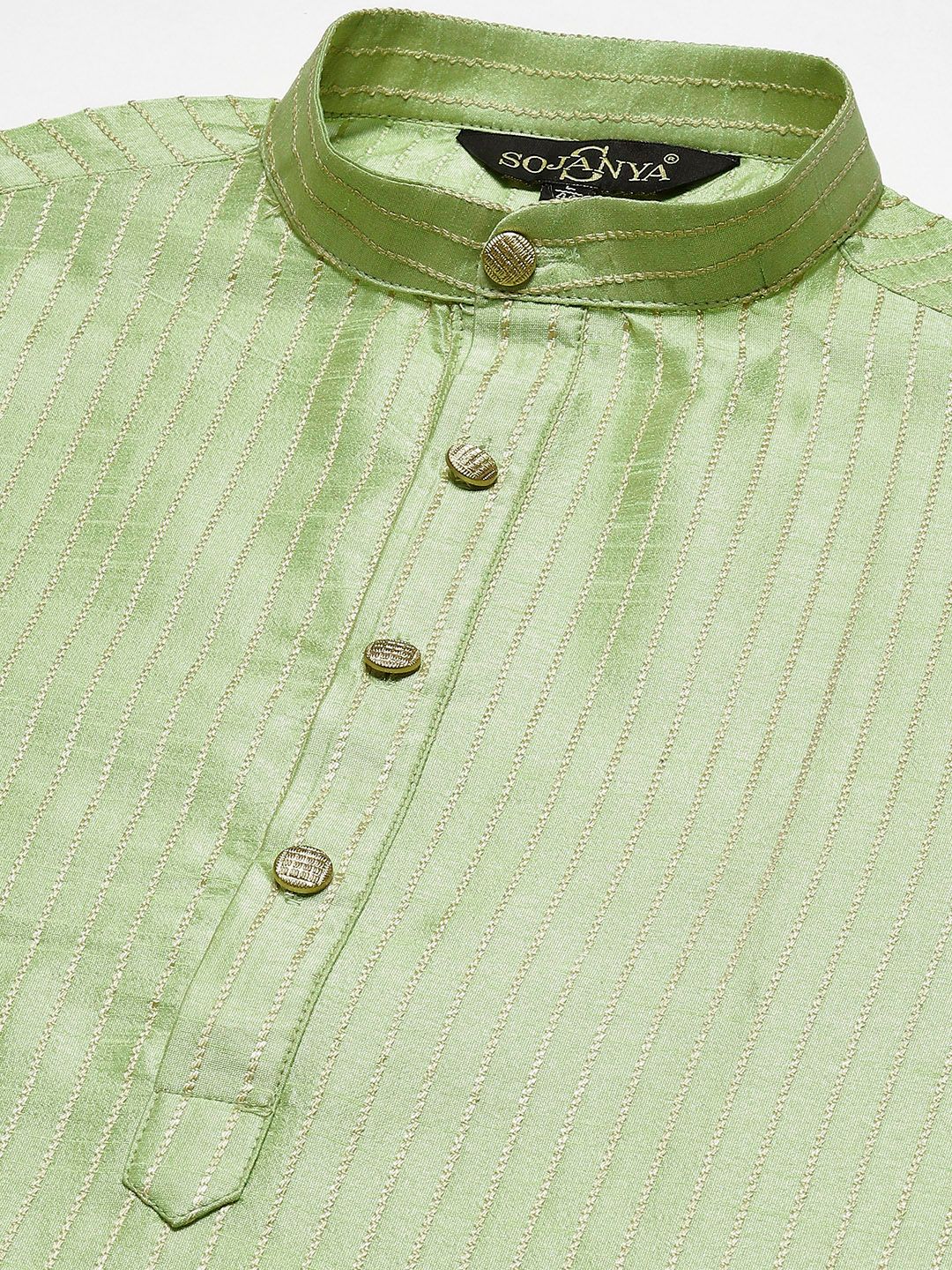 SOJANYA Men Woven Design Kurta with Churidar with Nehru Jacket