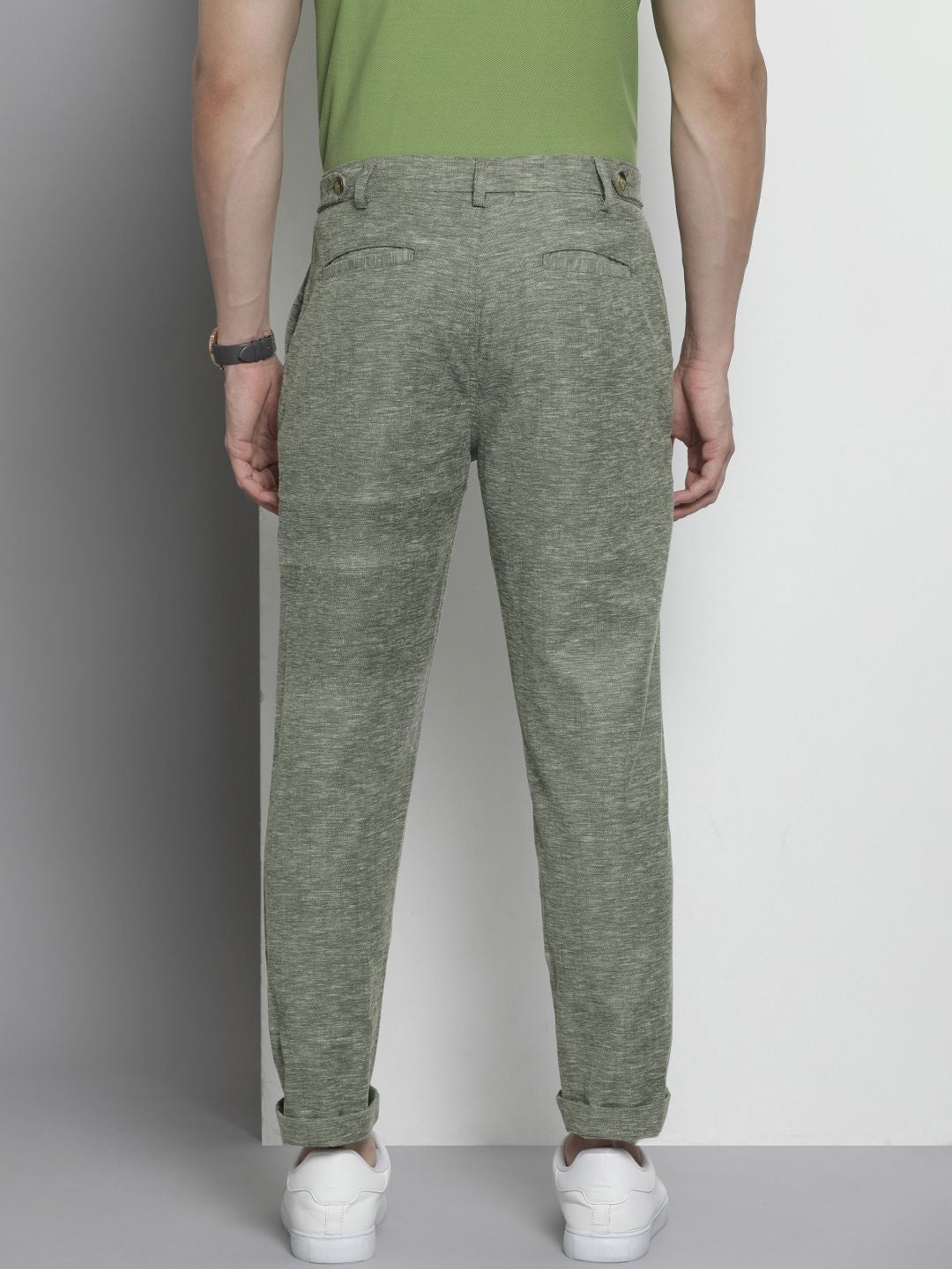 The Indian Garage Co Men Textured Slim Fit Chinos Trousers