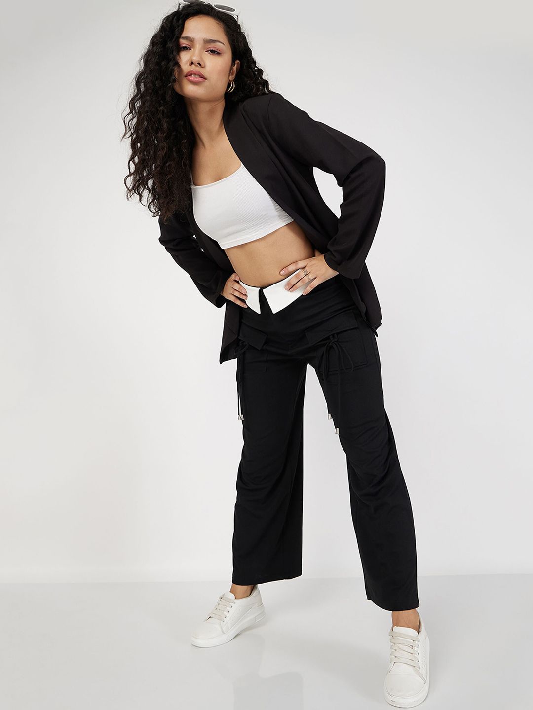 SASSAFRAS Women Plain Flat-Front High-Rise Cargos