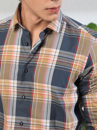 RARE RABBIT Men Assis Slim Fit Tartan Opaque Checked Cotton Shirt