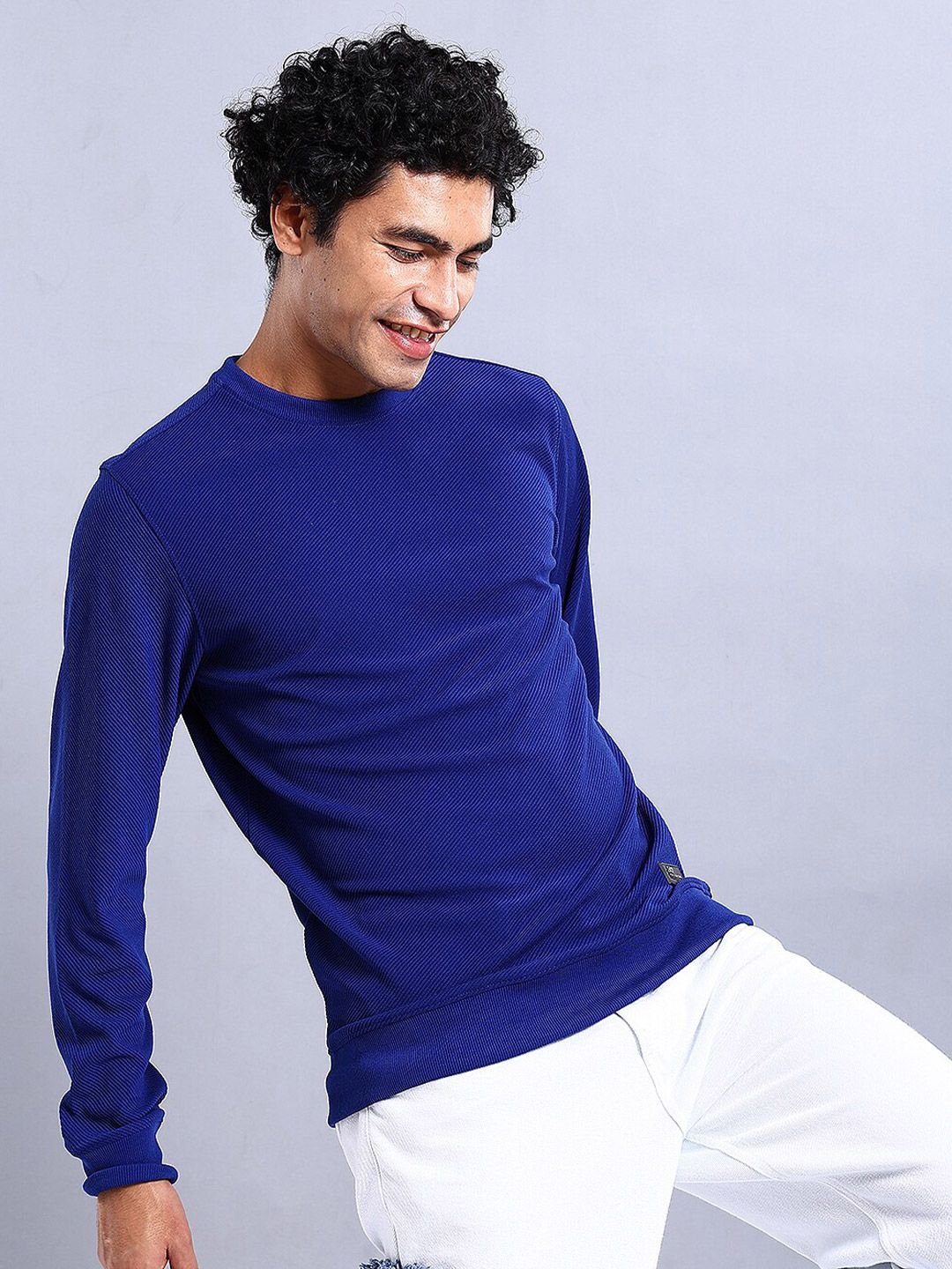 The Indian Garage Co Self Design Textured Long Sleeve Pullover Sweatshirt
